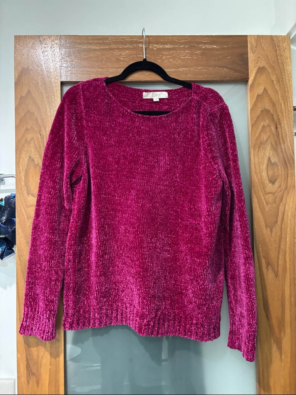 LOFT Chenille Scoopneck Sweater in Fuchsia